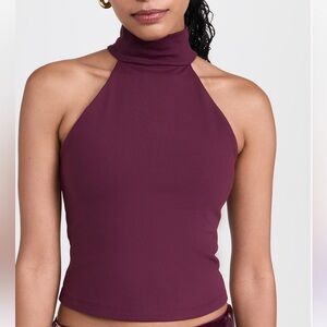 NWT Susana Monaco Mock Neck Sleeveless Top, Malbec, Size Medium